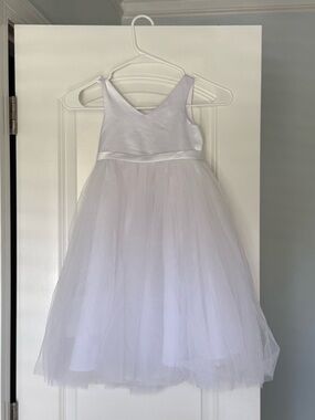 Azazie Girls White Tulle Flower Girl Dress